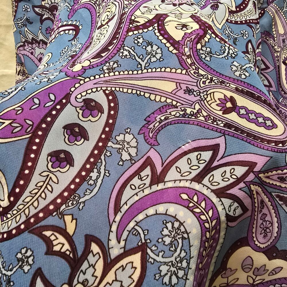 Y2K Limited Too blue purple paisley mini skirt sequin asymmetrical hem size 16.5 - Picture 7 of 13